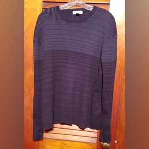 *Nice* Calvin Klein blue black colorblock long sleeve striped crewneck sweater L